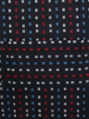 Japanese Apron Button-up Side, Indigo With Red, Blue And White Squares