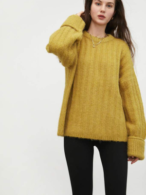 Cozy Mustard Ribbed Sweater