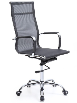 Mesh High Back Adjustable Height Swiveling Executive Chair In Black - Hodedah