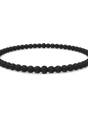 Beaded Stackable Silicone Bracelet - Obsidian