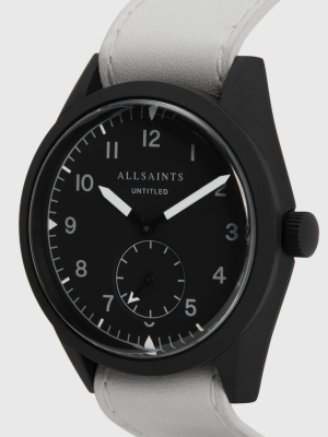 Untitled Iv Matte Black Stainless Steel And White Leather Watch Untitled Iv Matte Black Stainless Steel And White Leather Watch