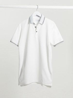 Topman Mcmx Polo With Tipping In White