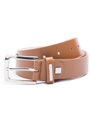 Men's Leather Belt With Textured Leather - Cognac
