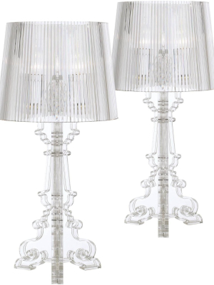 360 Lighting Baroque Accent Table Lamps Set Of 2 Clear Acrylic See Through For Living Room Family Bedroom Bedside Nightstand