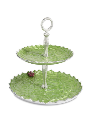 Julia Knight Holly Sprig 11.5" Two-tiered Server In Mojito