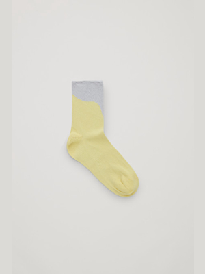 Organic Cotton Contrast Curved Panel Socks