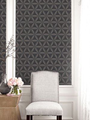 Lens Geometric Wallpaper In Ebony And Charcoal From The Casa Blanca Ii Collection By Seabrook Wallcoverings