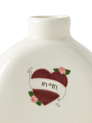 'mom' Heart Vase