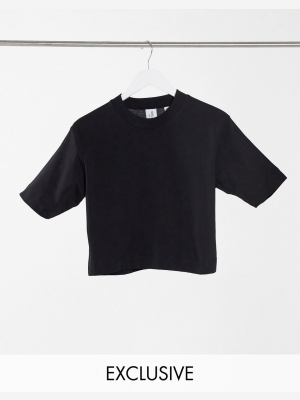 Collusion Boxy Short Sleeve T-shirt In Black