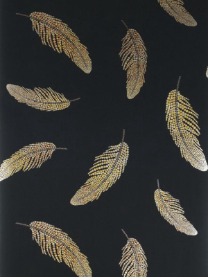 Sample Adornado Wallpaper In Black And Gold From The Deya Collection By Matthew Williamson