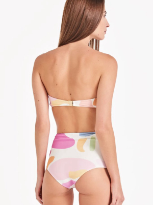 Hot Pant High Waist Bikini Bottom - Artsy Color Print