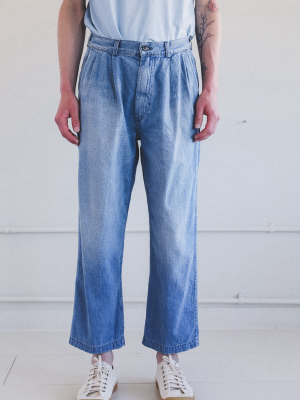 Two Tuck Denim Trouser In Two Year Wash