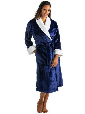 Softies Women's Plush Sherpa Robe With Contrast Trim