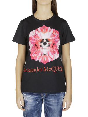 Alexander Mcqueen Flower Skull Logo T-shirt