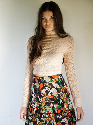 Cropped Lace Turtleneck