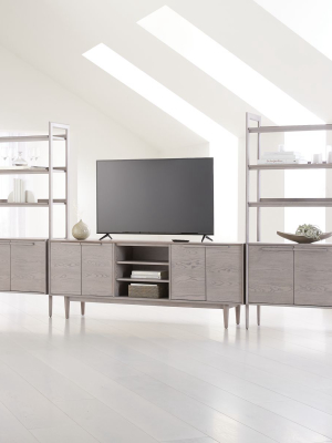 Tate Stone 80" Media Console With 2 Bookcase Cabinets