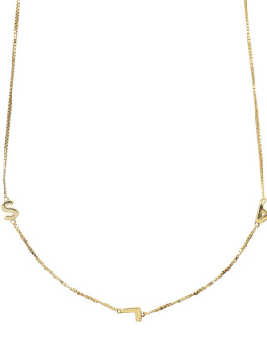18k Gold Vermeil Triple Initial Necklace With Classic Box Chain
