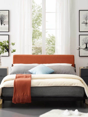 Larry Fabric Platform Bed Cappuccino/orange