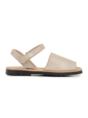 Leather Sandals In Nude Shimmer