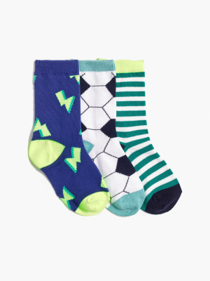 Boys' Soccer Lightning Trouser Socks Three-pack