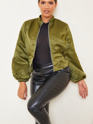 Shape Khaki Corset Detail Bomber Jacket