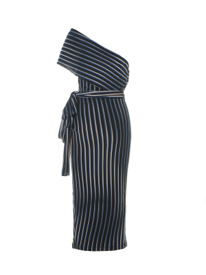 Diane Von Furstenberg One-shoulder Striped Dress