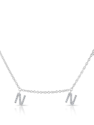 14kt White Gold Diamond Personalized Dangling Name Necklace