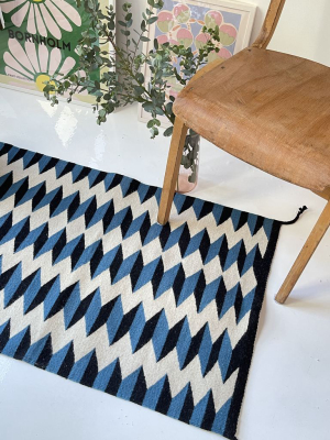 Teo Wool Rug - Blue + Black