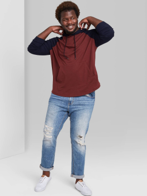 Men's Big & Tall Standard Fit Raglan Hooded Long Sleeve T-shirt - Original Use™ Red