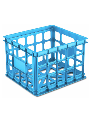 Sterilite 16924306 Stackable Heavy Duty Mini Plastic File Storage Crate Box, Blue Aquarium (12 Pack)