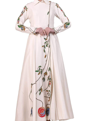 Embroidered Collared Gown