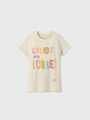 Women's Short Sleeve 'create With Code' Graphic T-shirt - Cat & Jack™ Cream