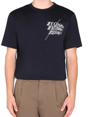 Z Zegna Logo Printed Crewneck T-shirt