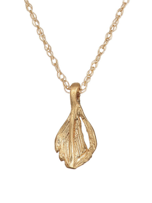 Solid Gold Hope Is A Thing With Feathers Necklace