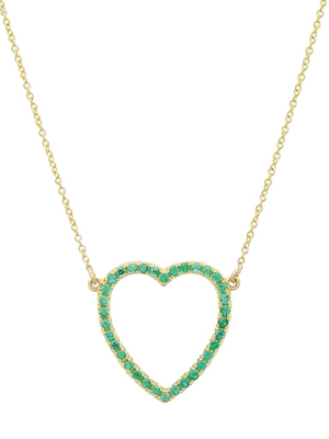 Open Heart Necklace - Emerald