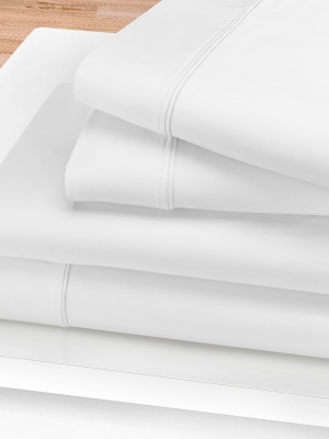 Blue Nile Mills Solid 1200-thread Count Deep Pocket Sheet Set, Queen, White