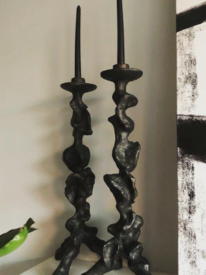 Klemm Candlesticks Antiqued Bronze Set Of Two