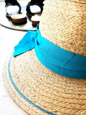 Lola Ehrlich Peanuts Raffia Straw Hat In Turquoise