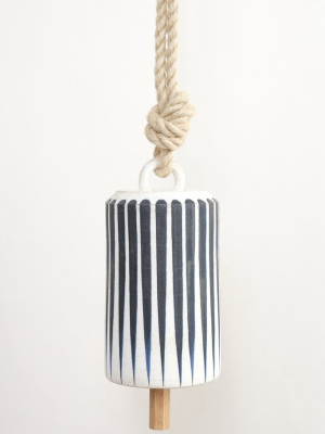 Large Tall Thrown Bell In Indigo Stripes