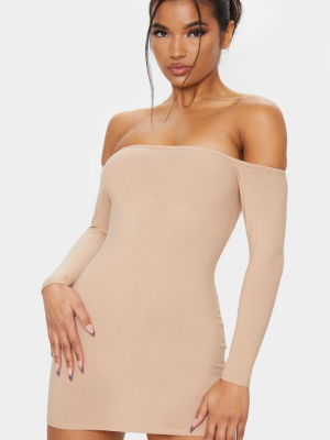 Stone Bardot Bodycon Dress