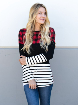 Buffalo Plaid Colorblock Tunic