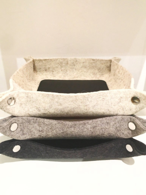 Leather & Wool Valet Tray - Heather White