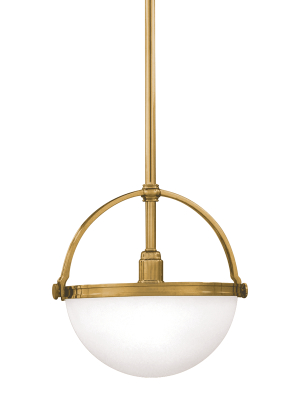 Hudson Valley Lighting Stratford Pendant - Aged Brass & Opal Matte