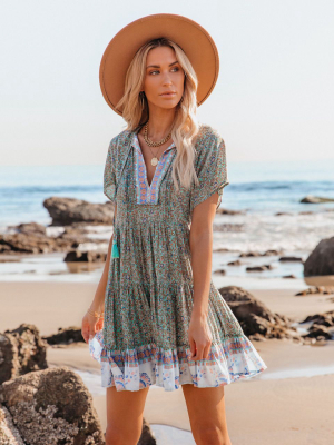 Deep Water Floral Babydoll Tunic