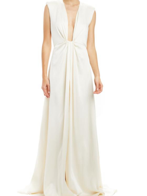 Plunging V-neck Draped Gown