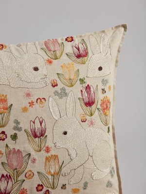 Bunnies And Blooms Pillow