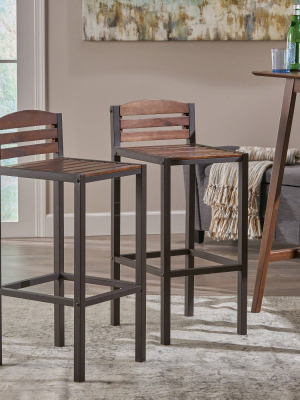 Set Of 2 Lilith Acacia Barstools Dark Brown - Christopher Knight Home