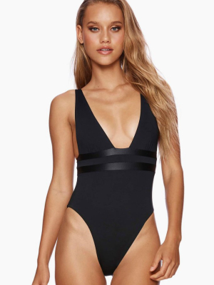 Mia High Cut One Piece Swimsuit - Black