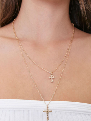 Cross Pendant Layered Necklace