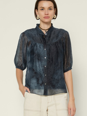 Crinkle Ruffle Collar Blouse